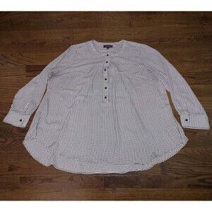 Lane Bryant Blouse Womens 22/24 22 24 Houndstooth Black White Flowy Top